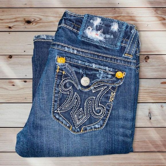Mek Denim - D1 MEK Jeans Bootcut Oaxaca Womens 27 X 33 Distressed Buckle Low Rise